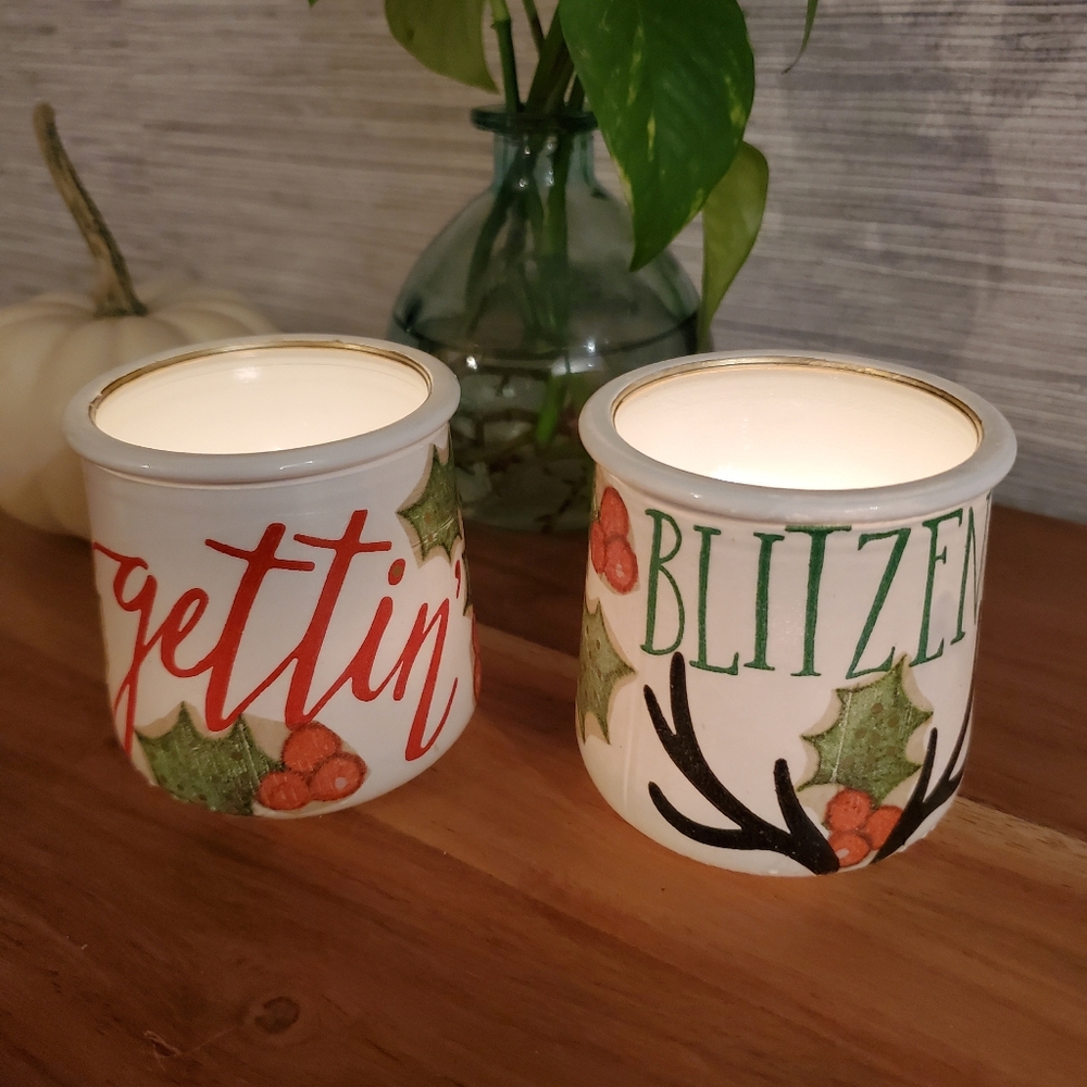 Oui Jar Seasonal Christmas Candle Votives Holder Cup Trinket Coin Jar